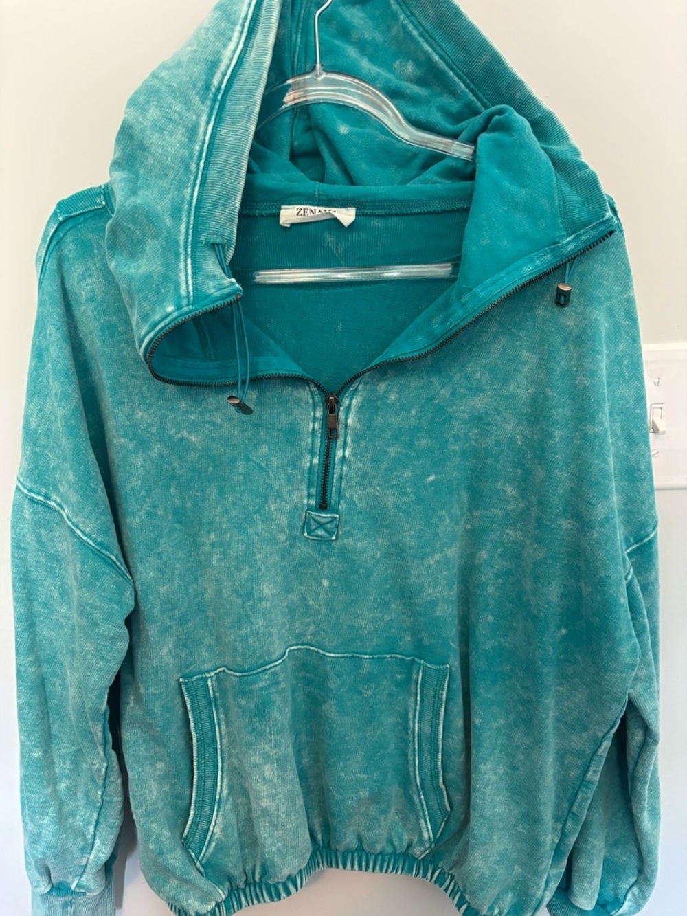 Zenana Outfitters Teal Hooded Pullover